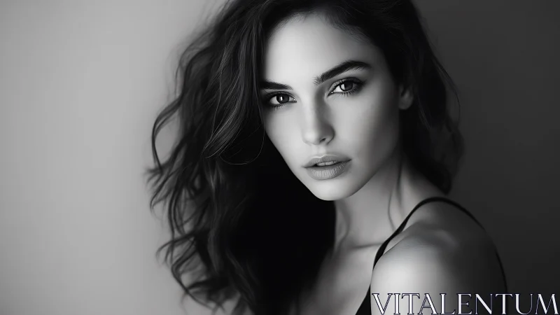 Monochrome close-up portrait of a young woman in profile.