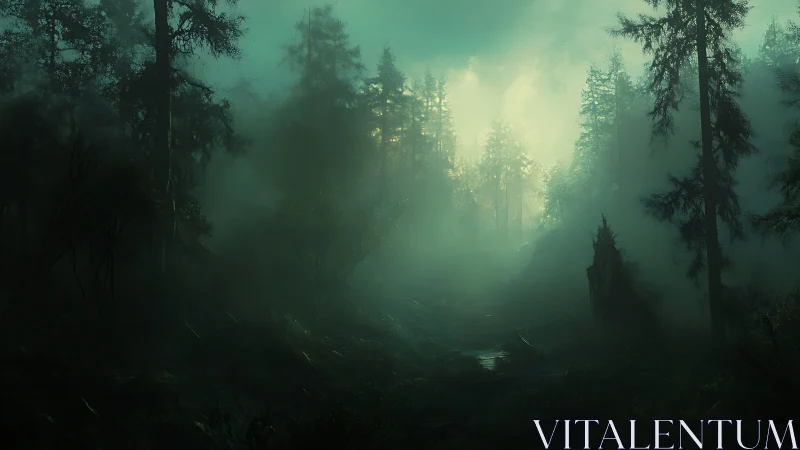 Atmospheric Forest Interior with Volumetric Light and Coniferous Canopy