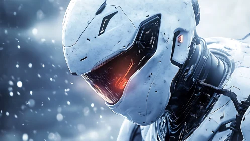 Cryogenic exoshell android with luminescent visor optics.