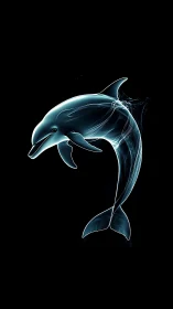 Neon tide dancer, a glowing dolphin traced in starwater.