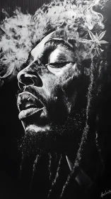 Smoky daydream portrait in luminous black and white profile.