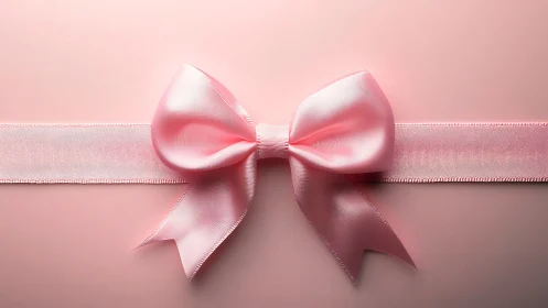 Pink silk ribbon bow centerpiece on gradient background