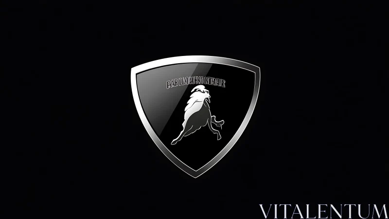 Bold silver lion emblem shines proudly on sleek black shield