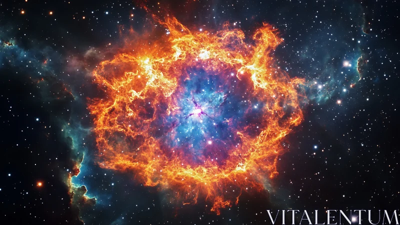 Expanding supernova nebula rendered in high-color cosmic detail