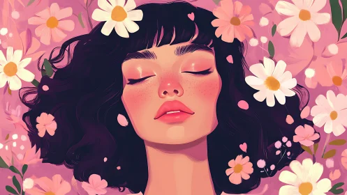 Daydreaming bloomchild adrift in a pink petal reverie.