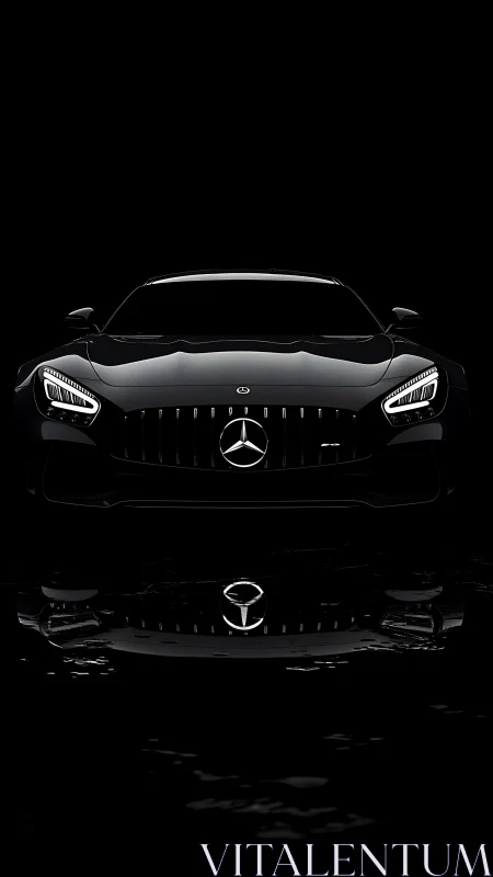 Front-illuminated black sports coup&eacute; isolates in high-contrast void