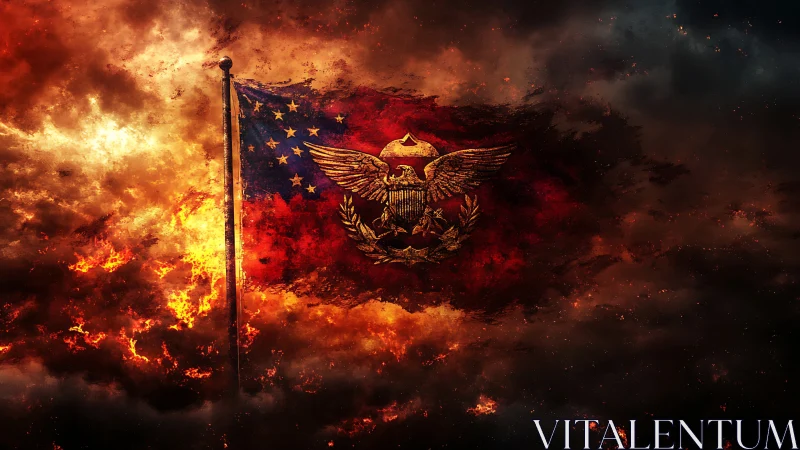 Powerful Symbolism Amidst Flames and Sky.