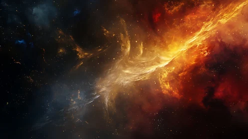 Cosmic phoenix shape emerges within turbulent fiery nebula