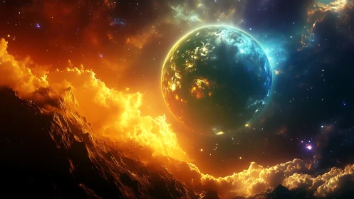 Planet ignites the cosmic horizon between fire and starlight