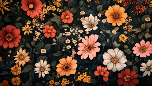 Blooming Garden Dreams on Midnight Canvas.