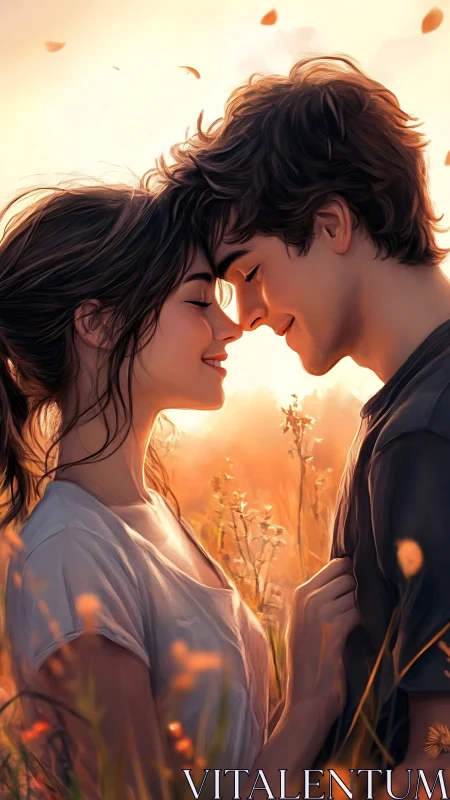 Two Hearts Meet in Golden Light.