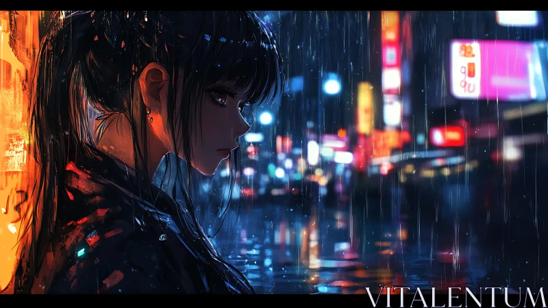 Night rain reflections with a quiet neon city dreamer.