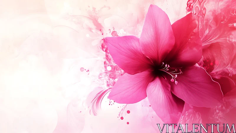 Pink Blossom Abstraction: Fluid Ink Morphology.