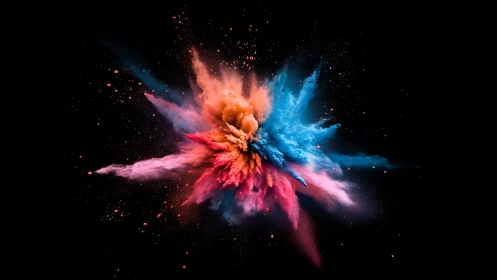 Colorful powder burst captures motion in a bold dark space