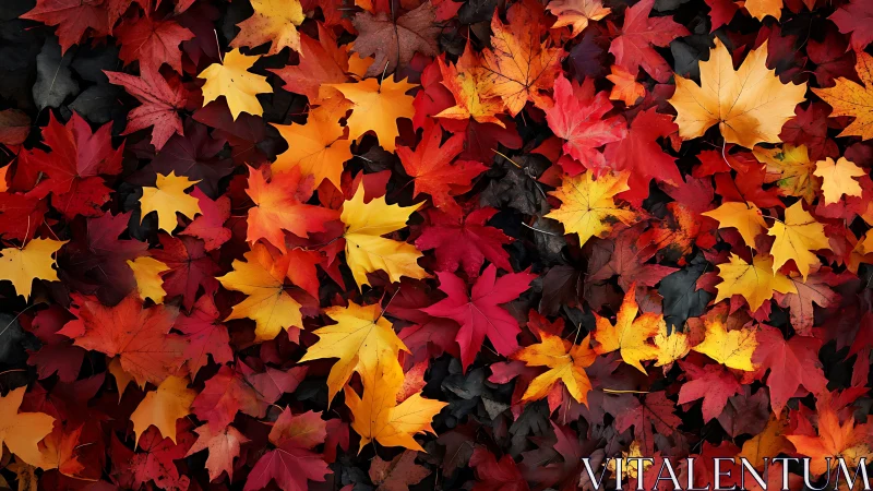 Crimson, amber, and gold leaves chatter across forest floor