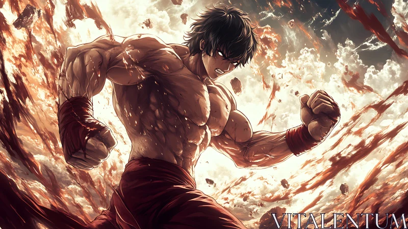 Sky-splitting brawler detonates clouds with molten fury