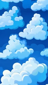 Layered vector cumulus clouds form a seamless sky pattern