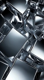 Mirror maze of fractured chrome cubes quietly folds space