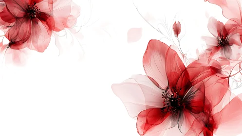 Red Floral Composition with Translucent Petals