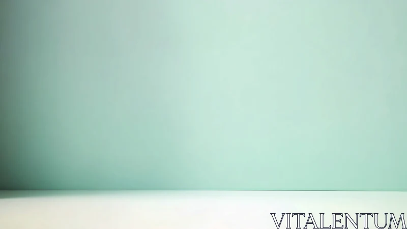 Minimalist mint backdrop with seamless horizontal surface plane
