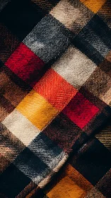 Warm Tartan Plaid Fabric Texture Close-Up