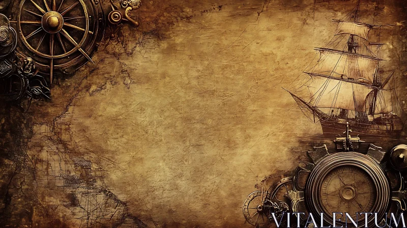 Nautical chart background integrates ship and navigation tools