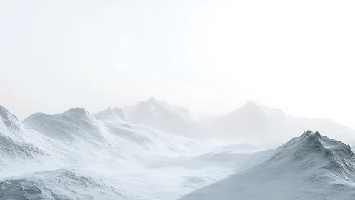 Silent frostbound ridges beneath an overexposed polar sky.