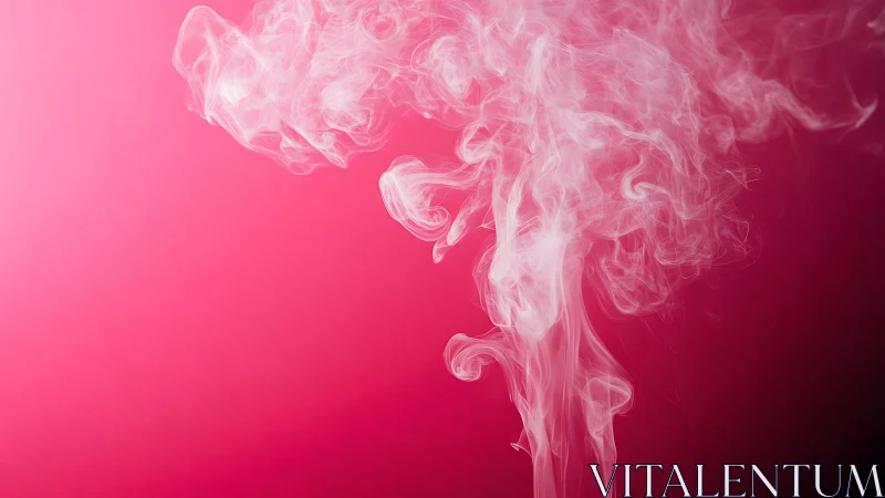 White smoke plume rises against uniform magenta background