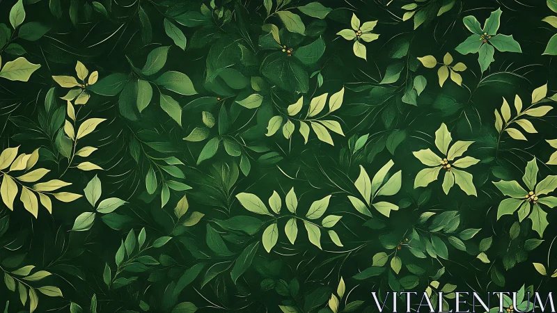 Layered botanical foliage matrix in tonal green spectrum.