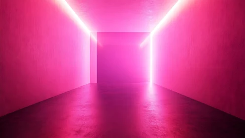 Neon pink corridor with glowing light depth effect.