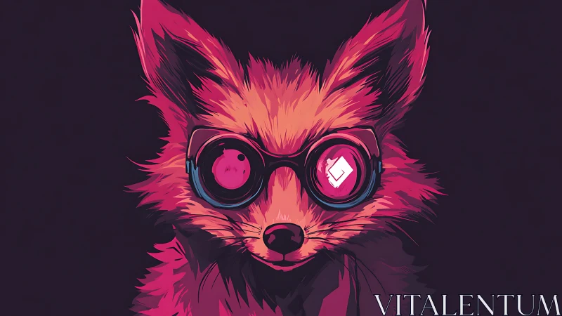 Neon fox in bold goggles watching the night unfold.