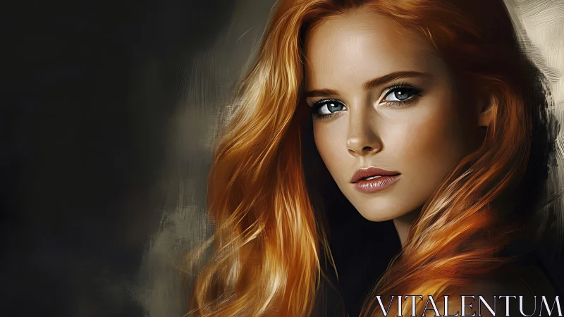 Copper haired portrait study with chiaroscuro lighting detail