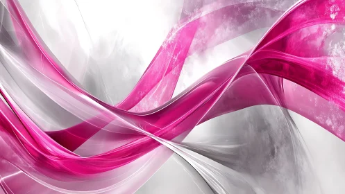 Vibrant pink and white abstract waves in modern digital art style.