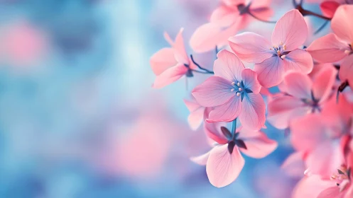 Pink Blossoms Dreaming in Soft Gradient Skies
