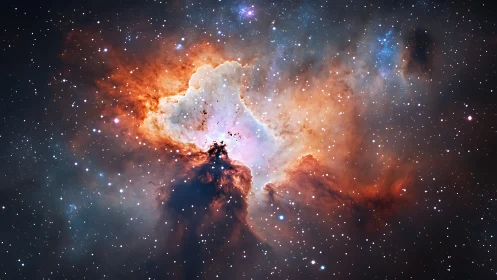 Radiant star-forming nebula glows amid deep cosmic night