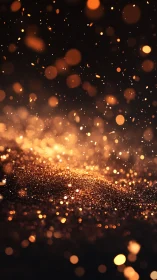 Glowing bokeh particles drift over shimmering golden surface