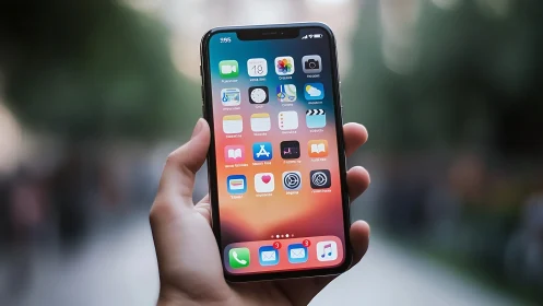 iPhone Display System Architecture: Notch Design with Gradient Interface and Application Ecosystem