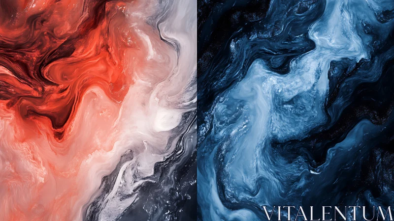 Molten Ember vs Midnight Tide in swirling cosmic duel.