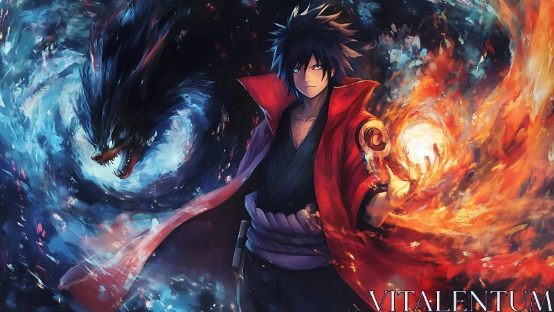 Stormfire warrior balancing raging fox and swirling flames.