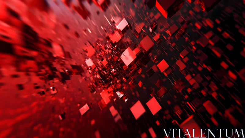 Dynamic red 3D cubes in a digital abstract futuristic style.