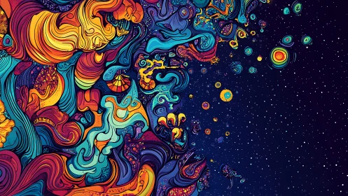 Psychedelic cosmic wave dissolves into star-dotted deep space