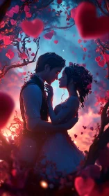 Love Blooms in Neon Heart Sky.