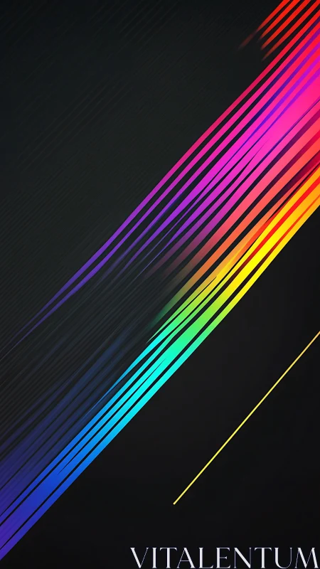 Colorful diagonal light trails race across deep black space