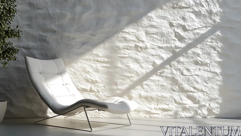 Minimalist Lounge Chair in Sunlit Concrete Space.