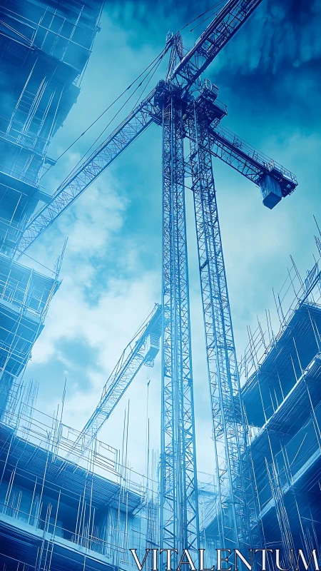 Soaring Construction Crane Against Brilliant Blue Sky