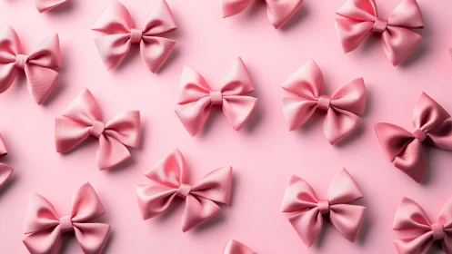 Dimensional Ribbon Bows on Monochromatic Pink Surface with Strategic Shadow Casting