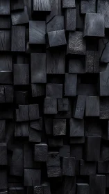 Midnight charcoal blocks stack into a shadowbox labyrinth.
