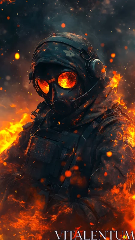 Incendiary tactical operator in thermally dynamic inferno field.