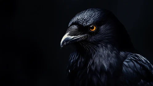 Striking Portrait of a Raven in Dramatic Low-Key Lighting.