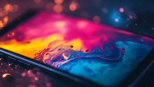 Neon tides swirl across a glowing smartphone dreamscape.